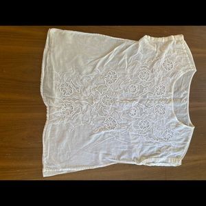 White floral embroidered shirt